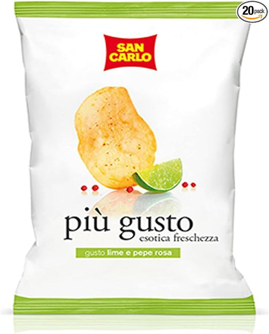 PATATINE SAN CARLO PIU' GUSTO LIME E PEPE ROSA 25 grammi - BOX da 40 confezioni
