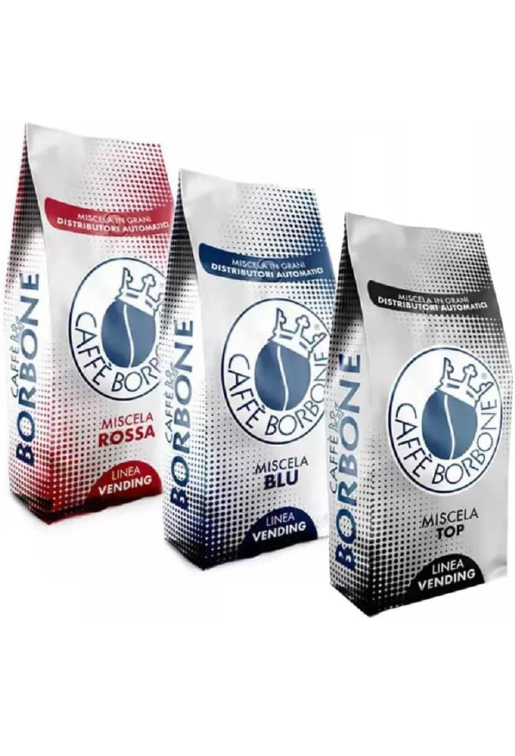Tris Caffè in grani Caffè Borbone Miscela Rossa, Blu e Top 1 kg x 3