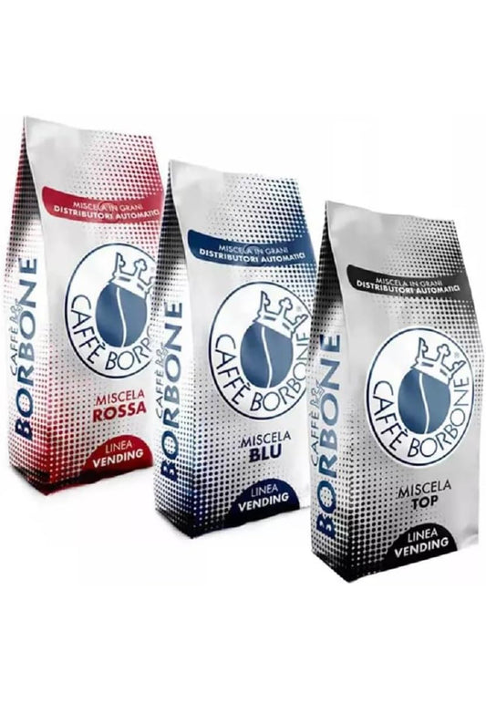 Tris Caffè in grani Caffè Borbone Miscela Rossa, Blu e Top 1 kg x 3
