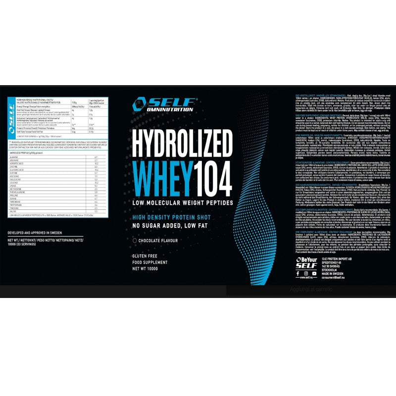 SELF OMNINUTRITION HYDROLYZED WHEY 104 1 KG PROTEINE IDROLIZZATE CON VB 104 KO