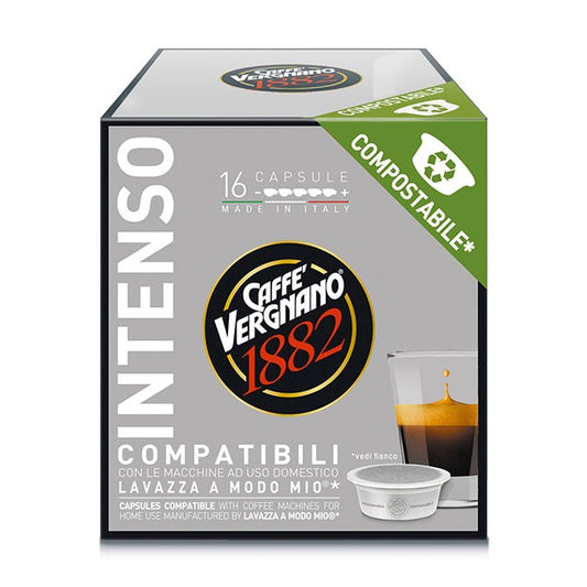 VERGNANO 128 CAPSULE COMPATIBILI PER A MODO MIO* - Miscela Intenso