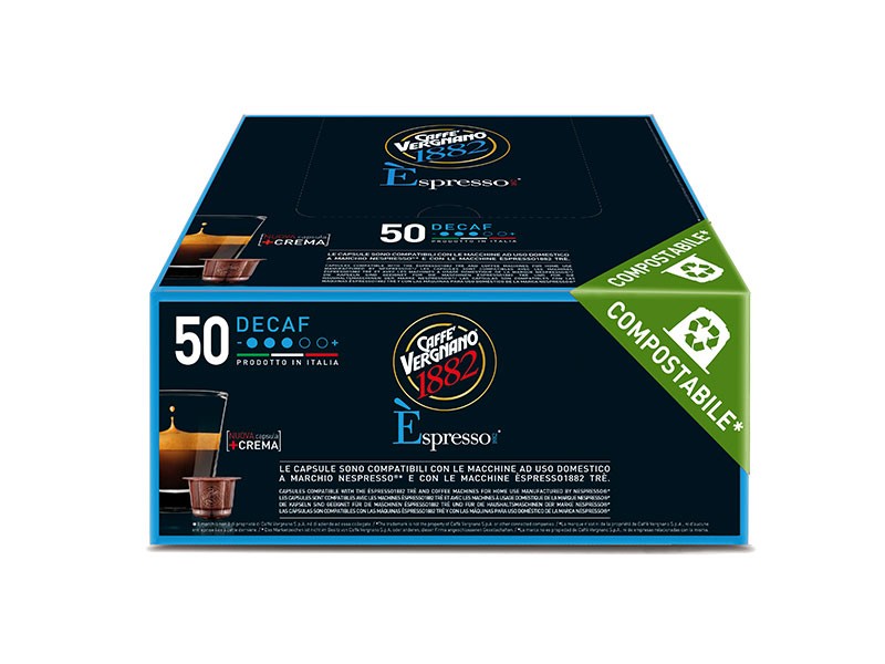 VERGNANO 50 CAPSULE COMPOSTABILI PER NESPRESSO * - Miscela Decaffeinato