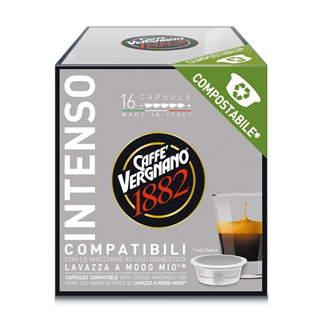 VERGNANO 128 CAPSULE COMPATIBILI PER A MODO MIO* - Miscela Intenso