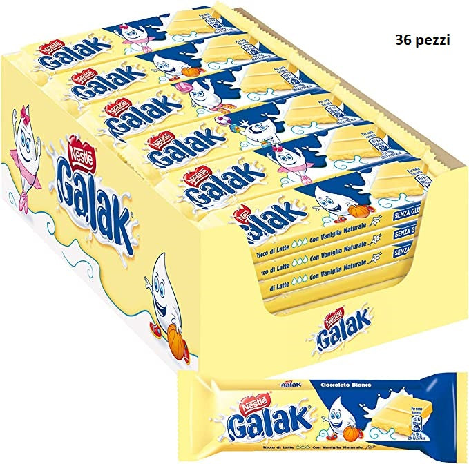 Nestlé Galak Barretta di Cioccolato Bianco, Confezione da 36 Barrette
